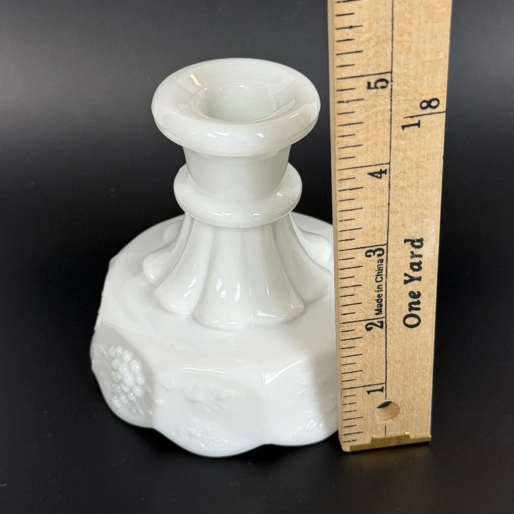 VINTAGE Westmoreland Milk Glass Grape Vine Candlestick Candle Holder White